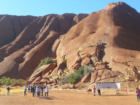 The base of Uluru where people start to climb The Rock. 